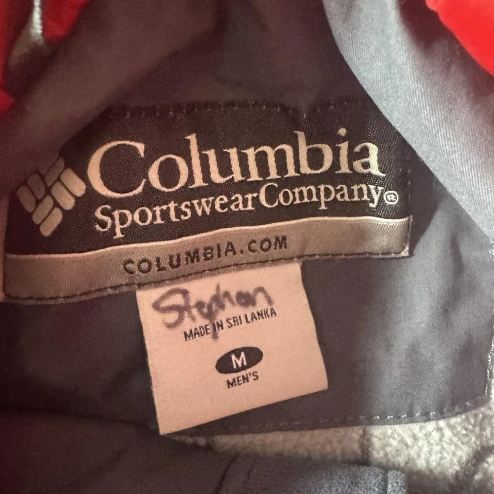 Columbia Parka Mens M Red Hooded Fleece Lined Insulated Winter Jacket SM 4039